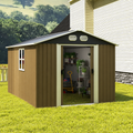 Campcraft 8 × 12 ft Outdoor Metal Storage Shed with Lockable Doors – Brown